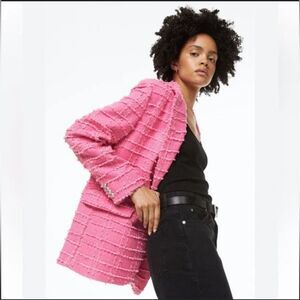 H&M pink tweed blazer- size xs